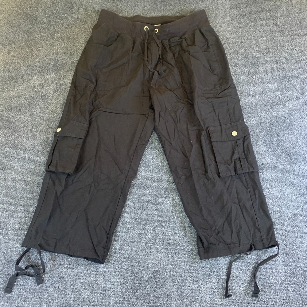 Mofiz Cargo Pants Womens Large Black Good Viscose Stretch Hiking Capri MF2001